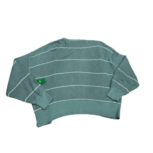 Women’s Dip XL 1X Cardigan Sweater Striped Olive Green White Comfortable NWT - Picture 4 of 8